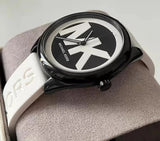 Michael Kors Janelle Three Hand Black Dial White Rubber Strap Watch For Women - MK7137 Authentic Buy Shop Now