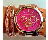 Michael Kors Runway Pink Dial Rose Gold Steel Strap Watch for Women - MK5931 Authentic Buy Shop Now