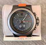 Michael Kors Dylan Chronograph Grey Dial Orange Rubber Strap Watch for Men - MK8296 Authentic Buy Shop Now