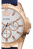 Guess Interpid White & Rose Gold Dial Blue Silicone Strap Watch For Women - W0325L8 Authentic Buy Shop Now