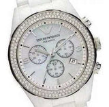 Emporio Armani Ceramica Chronograph White Dial White Ceramic Strap Watch For Women - AR1456 Authentic Buy Shop Now
