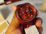 Michael Kors Runway Analog Chronograph Red Dial Red Steel Strap Watch for Women - MK7436 Authentic Buy Shop Now