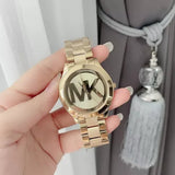 Michael Kors Slim Runway Analog Gold Dial Gold Steel Strap Watch For Women - MK3739 Authentic Buy Shop Now