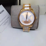 Michael Kors Janelle Three Hand Rose Gold Dial Two Tone Steel Strap Watch For Women - MK7134 Authentic Buy Shop Now