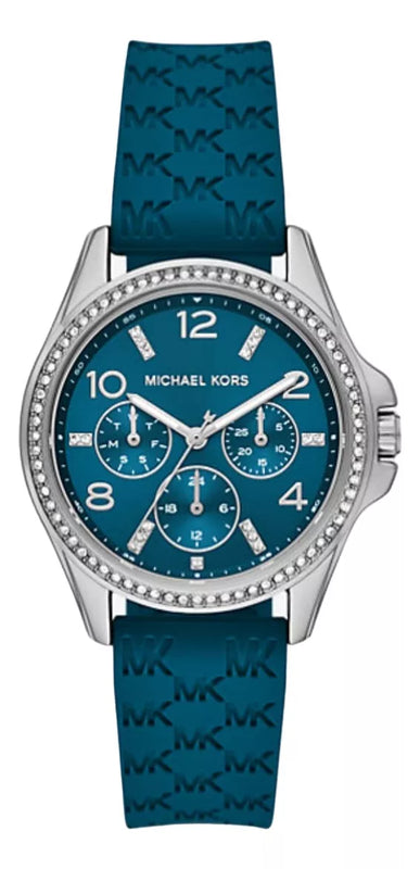 Michael Kors Mini Pilot Pave Blue Dial Blue Silicone Strap Watch for Women - MKO1004 Authentic Buy Shop Now