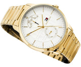 Tommy Hilfiger Hunter White Dial Gold Steel Strap Watch for Men - 1791609 Authentic Buy Shop Now