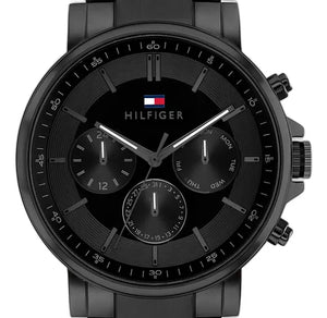 Tommy Hilfiger Tyson Chronograph Black Dial Black Steel Strap Watch For Men - 1710590 Authentic Buy Shop Now