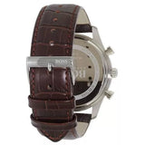Hugo Boss Ambassador Chronograph Silver Dial Brown Leather Strap Watch For Men - HB1513195 Authentic Buy Shop Now