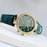 Michael Kors Parker Chronograph Green Dial Green Leather Strap Watch For Women - MK6985 Authentic Buy Shop Now