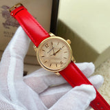 Burberry The Classic Gold Dial Red Leather Strap Watch for Women - BU10102 Authentic Buy Shop Now