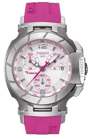 Tissot T Race Chronograph White Dial Pink Rubber Strap Watch for Women - T048.217.17.017.01 Authentic Buy Shop Now