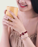Swarovski Crystal Flower Red Dial Red Leather Strap Watch for Women - 5552780 Authentic Buy Shop Now