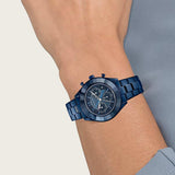 Swarovski Octea Lux Sport Chronograph Blue Dial Blue Steel Strap Watch for Women - 5610475 Authentic Buy Shop Now
