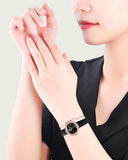 Swarovski Crystal Flower Black Dial Black Leather Strap Watch for Women - 5552421 Authentic Buy Shop Now