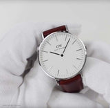 Daniel Wellington Classic St Mawes White Dial Brown Leather Strap Watch For Men - DW00100021 Authentic Buy Shop Now