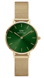Daniel Wellington Petite Emerald Green Dial Gold Mesh Strap Watch For Women - DW00100479 Authentic Buy Shop Now