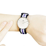 Daniel Wellington Classic Trinity White Dial Three Tone Nylon Strap Watch For Women - 0609DW Authentic Buy Shop Now