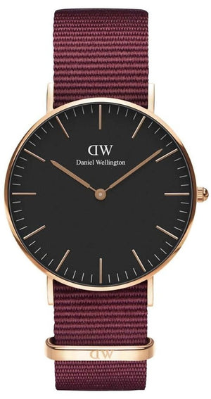 Daniel Wellington Classic Roselyn Black Dial Maroon Nylon Strap Watch For Women - DW00100273 Authentic Buy Shop Now
