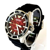 Emporio Armani Meccanico Automatic Red Dial Black Silicon Strap Watch For Men - AR60070 Authentic Buy Shop Now