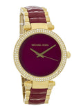 Michael Kors Parker Mother of Pearl Red Dial Two Tone Steel Strap Watch for Women - MK6427 Authentic Buy Shop Now