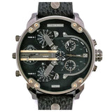 Diesel Mr Daddy 2.0 Chronograph Black Dial Black Leather Strap Watch For Men - DZ7348 Authentic Buy Shop Now