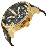 Diesel Mr Daddy Chronograph Black Dial Black Leather Strap Watch For Men - DZ7371 Authentic Buy Shop Now