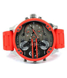 Diesel Mr Daddy 2.0 Chronograph Black Dial Red Silicone Strap Watch For Men - DZ7370 Authentic Buy Shop Now