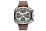 Diesel BAMF Chronograph Beige Dial Brown Leather Strap Watch For Men - DZ7343 Authentic Buy Shop Now