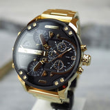 Diesel Mr Daddy 2.0 Chronograph Black Dial Gold Steel Strap Watch For Men - DZ7333 Authentic Buy Shop Now