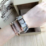 Burberry The Pioneer Silver Dial Haymarket Beige Leather Strap Watch for Women - BU9406 Authentic Buy Shop Now