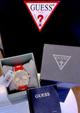 Guess Frontier Diamonds Gold Dial Red Rubber Strap Watch for Women - GW0045L2 Authentic Buy Shop Now