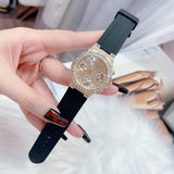 Guess Moonlight Crystals Silver Dial Black Silicone Strap Watch For Women - GW0257L1 Authentic Buy Shop Now