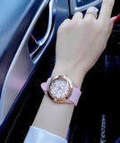 Guess Clarity Gold Dial Pink Silicone Strap Watch for Women - GW0109L2 Authentic Buy Shop Now