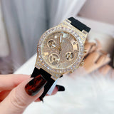 Guess Moonlight Crystals Silver Dial Black Silicone Strap Watch For Women - GW0257L1 Authentic Buy Shop Now