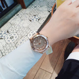 Michael Kors Runway Three Hand Crystal Pave Dial Pink Rubber Strap Watch For Women - MK6854 Authentic Buy Shop Now