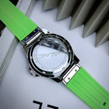 Michael Kors Everest Three Hand Crystals Silver Dial Green Silicone Strap Watch For Women - MK7360 Authentic Buy Shop Now