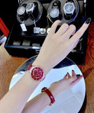 Swarovski Passage Chrono Red Dial Red Leather Strap Watch for Women - 5580345 Authentic Buy Shop Now