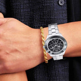 Swarovski Octea Lux Sport Chronograph Black Dial Silver Steel Strap Watch for Women - 5610520 Authentic Buy Shop Now