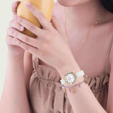 Swarovski Lovely Crystals Mother of Pearl Dial White Leather Strap Watch for Women - 5242904 Authentic Buy Shop Now