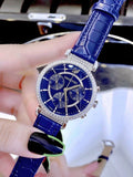 Swarovski Passage Chrono Crystal Blue Dial Blue Leather Strap Watch for Women - 5580342 Authentic Buy Shop Now