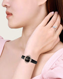 Swarovski Crystal Flower Black Dial Black Leather Strap Watch for Women - 5552421 Authentic Buy Shop Now