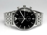Emporio Armani Chronograph Black Dial Silver Steel Strap Watch For Men - AR0389 Authentic Buy Shop Now