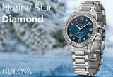 Bulova Marine Star Blue Dial Silver Steel Strap Watch for Women - 96R215 Authentic Buy Shop Now