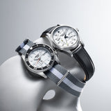 Seiko 5 Sports x Peanuts Surfboard Snoopy Limited Edition White Dial Two Tone NATO Strap Watch For Men - SRPK25K1 Authentic Buy Shop Now