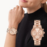 Michael Kors Ritz Chronograph Rose Gold Dial Rose Gold Steel Strap Watch For Women - MK7223 Authentic Buy Shop Now