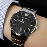 Emporio Armani Renato Quartz Black Dial Silver Steel Strap Watch For Men - AR11181 Authentic Buy Shop Now
