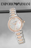 Emporio Armani Three Hand Quartz Mother of Pearl Dial Two Tone Steel Strap Watch For Women - AR11569 Authentic Buy Shop Now