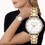 Michael Kors Pyper Three Hand White Dial Gold Steel Strap Watch For Women - MK4666 Authentic Buy Shop Now