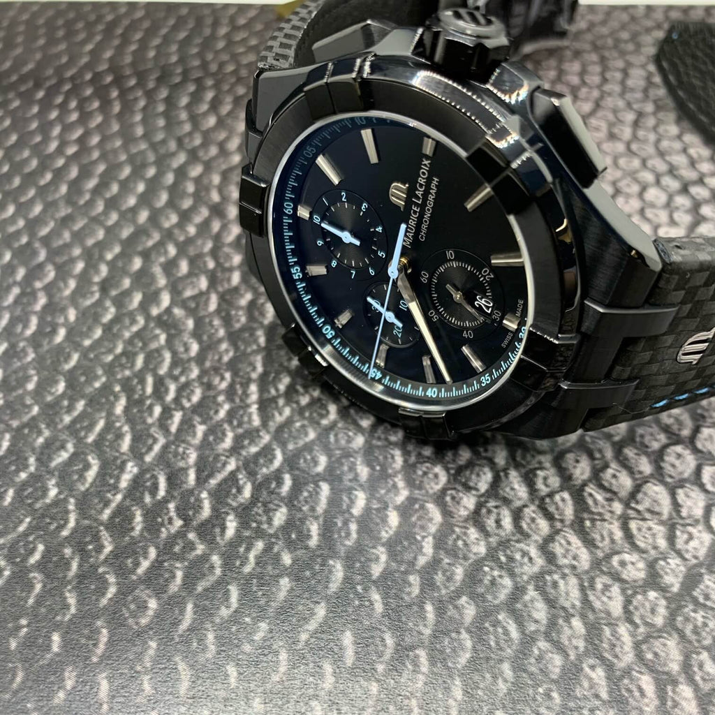 Maurice Lacroix Aikon Chronograph Limited Edition Black Dial Black Leather Strap Watch for Men - AI1018-PVB01-337-1 Authentic Buy Shop Now