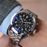 Breitling Super Avi B04 Chronograph GMT 46 P-51 Mustang Black Dial Silver Steel Strap Watch for Men - AB04453A1B1A1 Authentic Buy Shop Now
